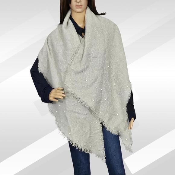2/$30 INC International Concepts Gray Faux Pearl Embellished Bias Wrap One Size - Picture 2 of 6
